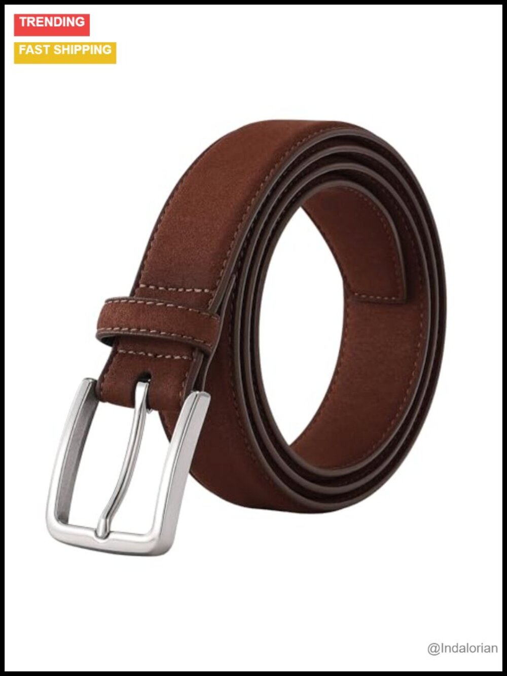 Suede Vegan Leather Dress Belt Polished Stainless Steel Buckle Professional